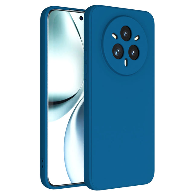 Mobizang Matte Protective Lens Flexible Back Cover for Realme 14 Pro+ (Plus) 5G | Slim Silicone with Soft Lining Shockproof Full Body Bumper Case (Blue)