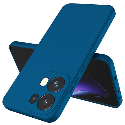 Mobizang Matte Protective Lens Flexible Back Cover for Oppo Reno 13 Pro | Slim Silicone with Soft Lining Shockproof Full Body Bumper Case (Blue)