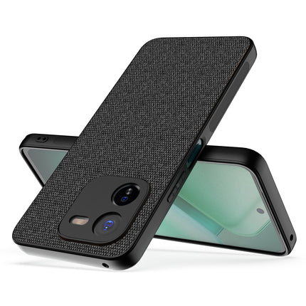 Mobizang Soft Full Fabric Protective Back Case Cover for IQOO Z9X | Shockproof Slim Hard Anti Slip Back Case (Black)