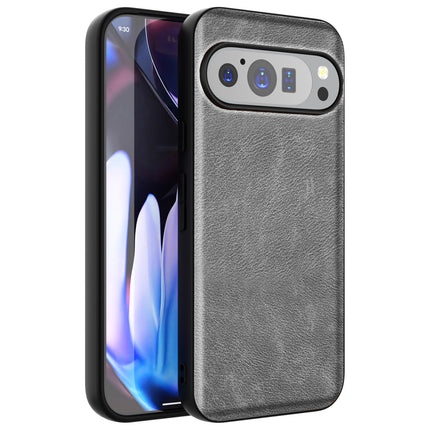 Mobizang Tux Leather Back Cover for Google Pixel 9 / Pixel 9 PRO | Slim Shockproof Camera Protection Bumper Case (Grey)