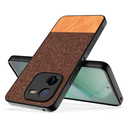 Mobizang Soft Fabric & Leather Hybrid Protective Back Cover for IQOO Z9X | Shockproof Slim Hard Anti Slip Back Case (Brown)