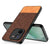 Mobizang Soft Fabric & Leather Hybrid Protective Back Cover for IQOO Z9X | Shockproof Slim Hard Anti Slip Back Case (Brown)