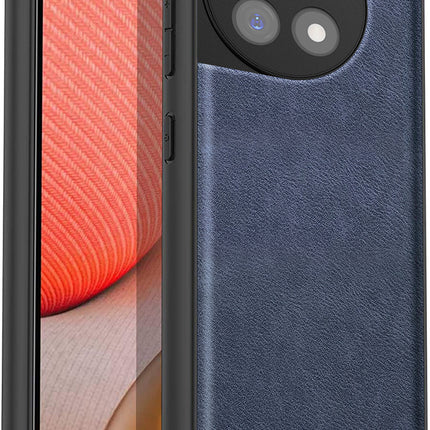 Kapa Tux Leather Back Cover for Oneplus 12R | Slim Shockproof Camera Protection Bumper Case (Blue)
