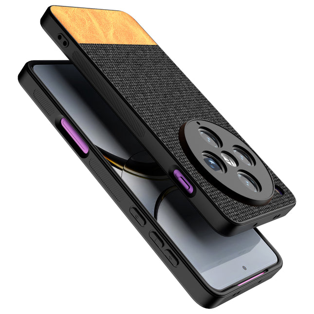 Mobizang Soft Fabric & Leather Hybrid Protective Back Cover for Oppo Find X8 Pro | Shockproof Slim Hard Anti Slip Back Case (Black,Brown)