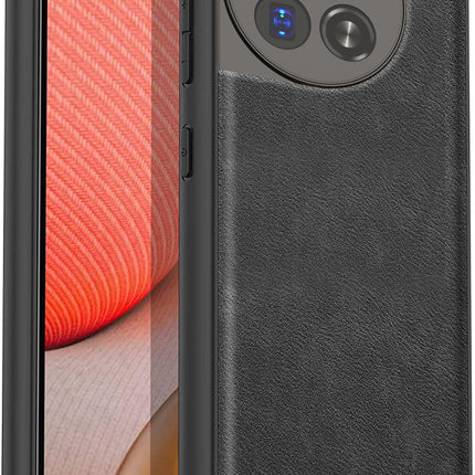 Kapa Tux Leather Back Cover for Oneplus 12 | Slim Shockproof Camera Protection Bumper Case (Black)