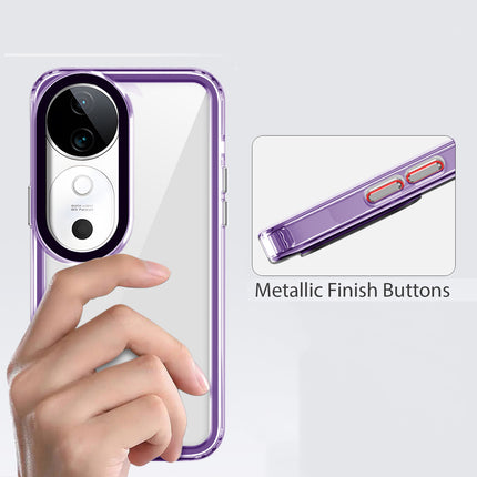 Mobizang Warrior Acrylic Clear Back Cover For Vivo V31 (5G) | Slim Shockproof [Military Grade Protection] Hybrid Bumper Case (Purple Sides)