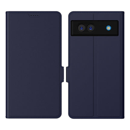 Mobizang Noble Slim Magnetic Leather Flip Case Cover for Google Pixel 8A | Card Holder Stand Flip Wallet Case (Blue)