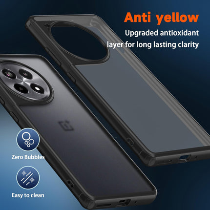 Mobizang Shield Frosted Acrylic Back Shock Proof Case Cover for Oneplus 12R (Black)