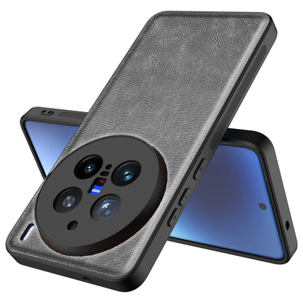 Mobizang Tux Leather Back Cover for Vivo X200 Pro (5G) | Slim Shockproof Camera Protection Bumper Case (Grey)