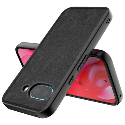 Mobizang Tux Leather Back Cover for Google Pixel 9A | Slim Shockproof Camera Protection Bumper Case (Black)