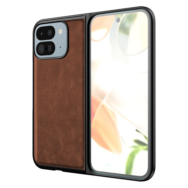 Mobizang Tux Leather Back Cover for Google Pixel 9 Pro Fold | Slim Shockproof Camera Protection Bumper Case (Brown)