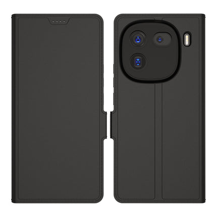 Mobizang Noble Slim Magnetic Leather Flip Case Cover for Iqoo 12 | Card Holder Stand Flip Wallet Case (Black)