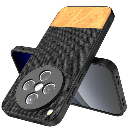 Mobizang Soft Fabric & Leather Hybrid Protective Back Cover for Oppo Find X8 | Shockproof Slim Hard Anti Slip Back Case (Black,Brown)