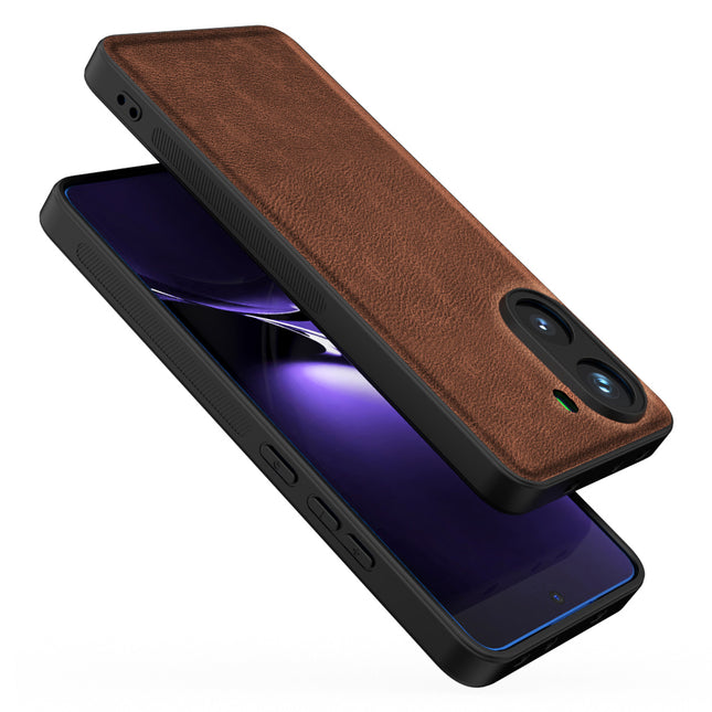 Mobizang Tux Leather Back Cover for Poco X7 Pro 5G | Slim Shockproof Camera Protection Bumper Case (Brown)