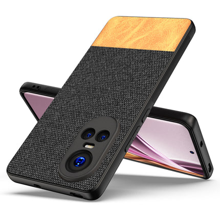 KAPA Soft Fabric & Leather Hybrid Protective Back Cover for Oppo Reno 10 / Reno 10 PRO (5G) | Shockproof Slim Hard Anti Slip Back Case (Black , Brown)