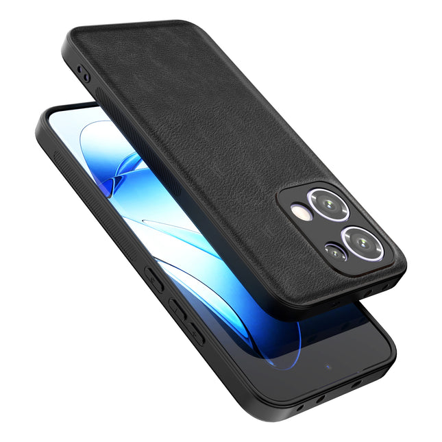 Mobizang Tux Leather Back Cover for Oppo Reno 13 5G | Slim Shockproof Camera Protection Bumper Case (Black)