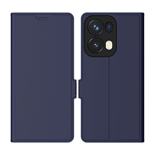 Mobizang Noble Slim Magnetic Leather Flip Case Cover for Oppo Reno 13 Pro | Card Holder Stand Flip Wallet Case (Blue)