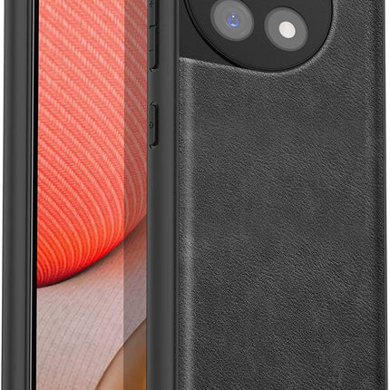 Kapa Tux Leather Back Cover for Oneplus 12R | Slim Shockproof Camera Protection Bumper Case (Black)