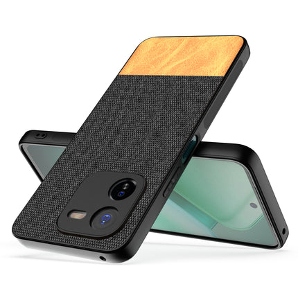 Mobizang Soft Fabric & Leather Hybrid Protective Back Cover for IQOO Z9X | Shockproof Slim Hard Anti Slip Back Case (Black,Brown)