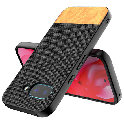Mobizang Soft Fabric & Leather Hybrid Protective Back Cover for Google Pixel 9A | Shockproof Slim Hard Anti Slip Back Case (Black,Brown)
