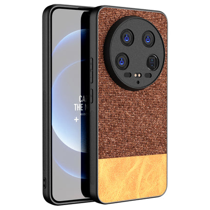 Mobizang Soft Fabric & Leather Hybrid Protective Back Cover for Xiaomi 14 ULTRA (5G) | Shockproof Slim Hard Anti Slip Back Case (Brown)