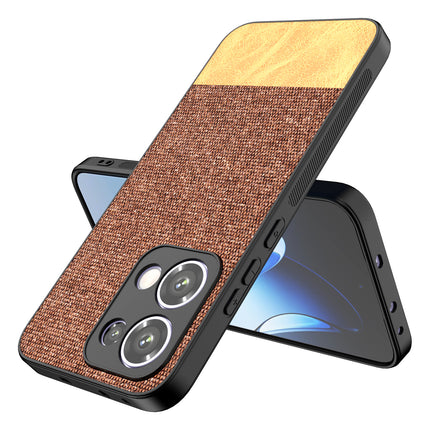 Mobizang Soft Fabric & Leather Hybrid Protective Back Cover for Oppo Reno 13 5G | Shockproof Slim Hard Anti Slip Back Case (Brown)