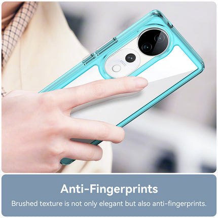 Mobizang Unicorn Acrylic Clear Back Cover For Vivo V40 / Vivo V40 Pro (5G) | Slim Shockproof [Military Grade Protection] Hybrid Bumper Case (Blue Sides)