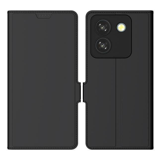 Mobizang Noble Slim Magnetic Leather Flip Case Cover for Poco M7 Pro | Card Holder Stand Flip Wallet Case (Black)