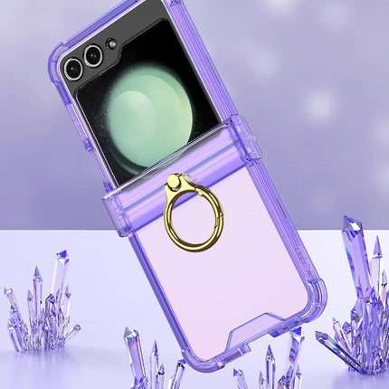 Mobizang Clear Airbag Ring Back Case for Samsung Galaxy Flip6 / Z Flip 6 | Transparent Shockproof Slim Hard Protective Cover (Purple)