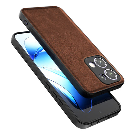 Mobizang Tux Leather Back Cover for Oppo Reno 13 5G | Slim Shockproof Camera Protection Bumper Case (Brown)