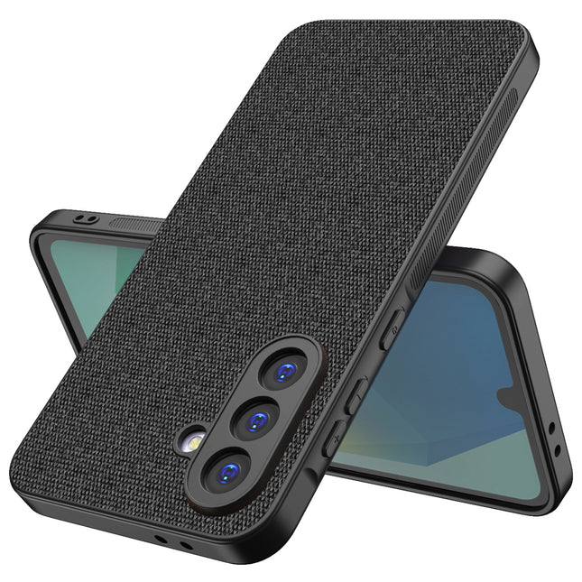 Mobizang Soft Full Fabric Protective Back Case Cover for Samsung Galaxy A56 | Shockproof Slim Hard Anti Slip Back Case (Black)