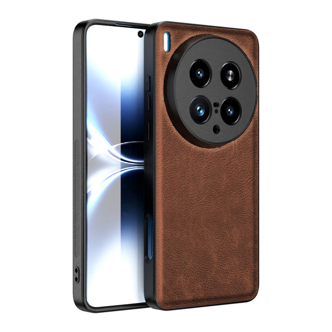 Mobizang Tux Leather Back Cover for Vivo X200 Ultra | Slim Shockproof Camera Protection Bumper Case (Brown)