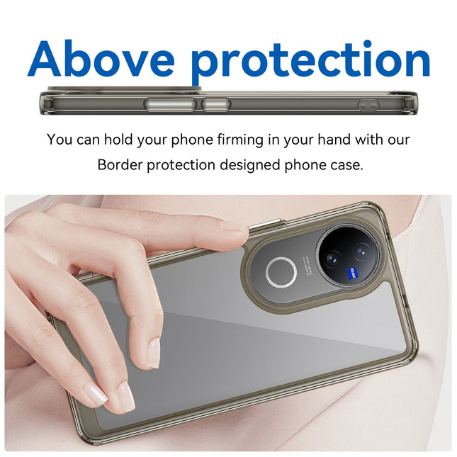 Mobizang Unicorn Acrylic Clear Back Cover For Vivo V50 / V50E 5G | Slim Shockproof [Military Grade Protection] Hybrid Bumper Case (Grey Sides)