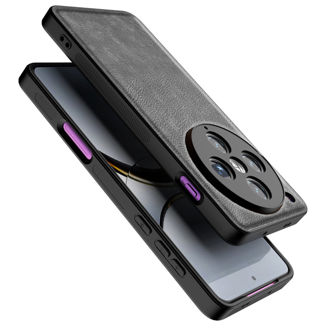 Mobizang Tux Leather Back Cover for Oppo Find X8 Pro | Slim Shockproof Camera Protection Bumper Case (Grey)
