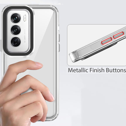 Mobizang Warrior Acrylic Clear Back Cover For Oppo Reno 12 (5G) | Slim Shockproof [Military Grade Protection] Hybrid Bumper Case (Clear Sides)