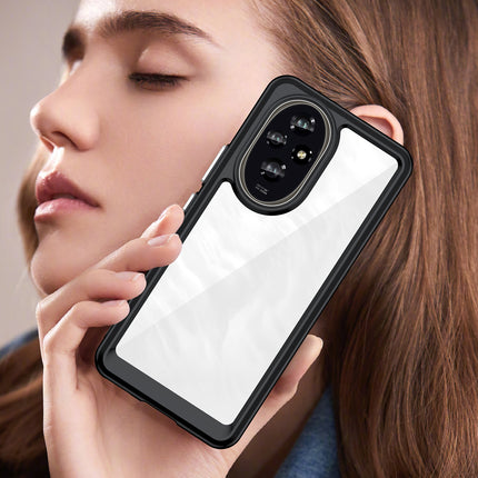 Mobizang Unicorn Acrylic Clear Back Cover For Honor 200 (5G) | Slim Shockproof [Military Grade Protection] Hybrid Bumper Case (Black Sides)