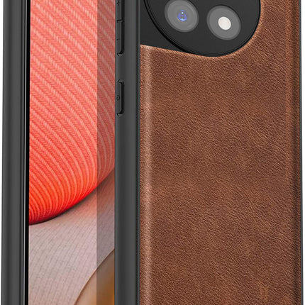 Kapa Tux Leather Back Cover for Oneplus 12R | Slim Shockproof Camera Protection Bumper Case (Brown)