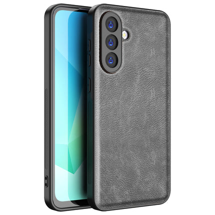 Mobizang Tux Leather Back Cover for Samsung Galaxy A36 | Slim Shockproof Camera Protection Bumper Case (Grey)