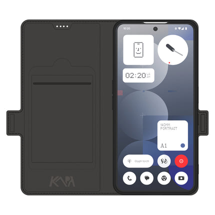 Mobizang Noble Slim Magnetic Leather Flip Case Cover for Nothing Phone 3A Pro | Card Holder Stand Flip Wallet Case (Black)