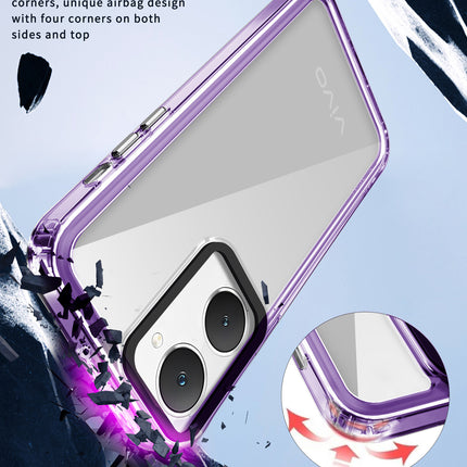 Mobizang Warrior Acrylic Clear Back Cover For Iqoo Z9 Lite | Slim Shockproof [Military Grade Protection] Hybrid Bumper Case (Purple Sides)