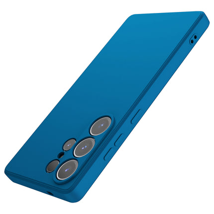 Mobizang Matte Protective Lens Flexible Back Cover for Samsung Galaxy S25 Ultra | Slim Silicone with Soft Lining Shockproof Full Body Bumper Case (Blue)