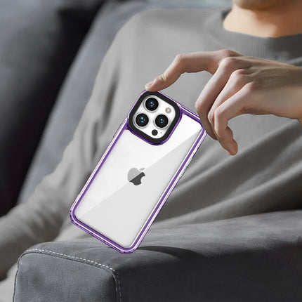 Mobizang Warrior Acrylic Clear Back Cover For Apple iPhone 16 Pro Max | Slim Shockproof [Military Grade Protection] Hybrid Bumper Case (Purple Sides)