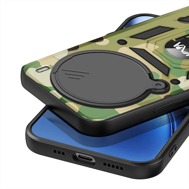 Mobizang Tank Back Cover for Vivo X200 Pro (5G) | Inbuilt Ring + Slider Shockproof Lens Protection Bumper Back Case (Green)