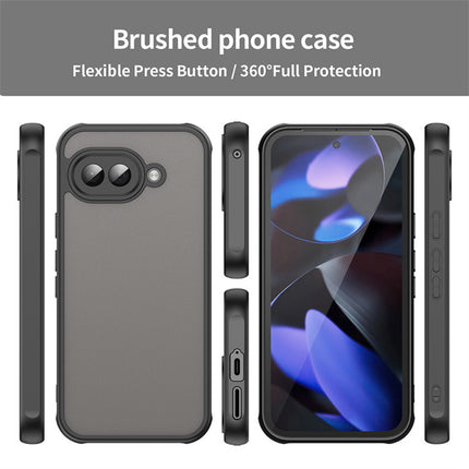 Mobizang Shield Frosted Acrylic Back Shock Proof Case Cover for Google Pixel 9A (Black)
