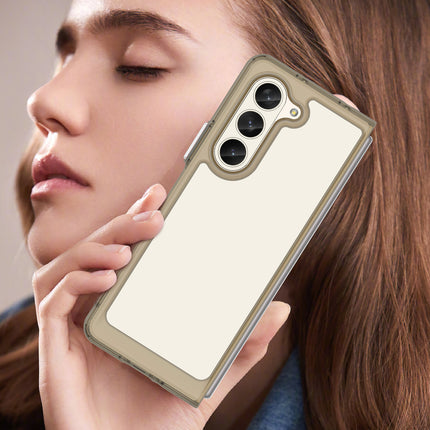 Mobizang Unicorn Acrylic Clear Back Cover For Samsung Galaxy Z Fold 6 | Slim Shockproof [Military Grade Protection] Hybrid Bumper Case (Grey Sides)