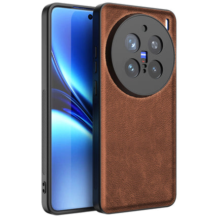 Mobizang Tux Leather Back Cover for Vivo X200 Pro (5G) | Slim Shockproof Camera Protection Bumper Case (Brown)