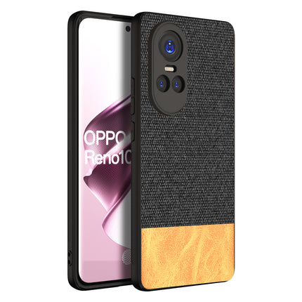 KAPA Soft Fabric & Leather Hybrid Protective Back Cover for Oppo Reno 10 / Reno 10 PRO (5G) | Shockproof Slim Hard Anti Slip Back Case (Black , Brown)