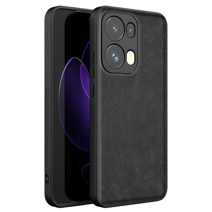 Mobizang Tux Leather Back Cover for Oppo Reno 13 Pro | Slim Shockproof Camera Protection Bumper Case (Black)