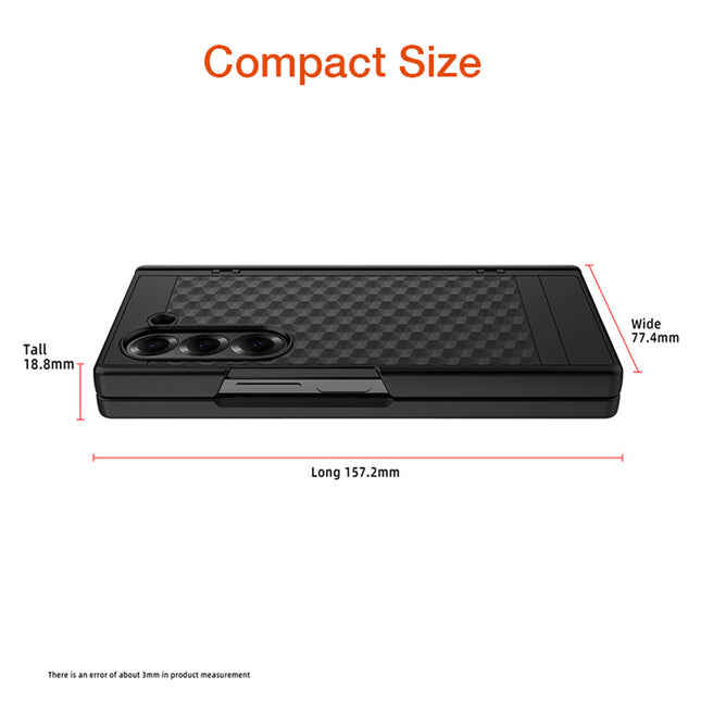 Mobizang Geometric S Pen Holder Hinge Protection Back Cover for Samsung Galaxy Z Fold6 / Fold 6 | Slim Shock proof Case with Inbuilt Glass & S Pen Slot (Black)
