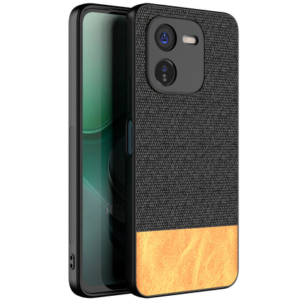 Mobizang Soft Fabric & Leather Hybrid Protective Back Cover for IQOO Z9X | Shockproof Slim Hard Anti Slip Back Case (Black,Brown)